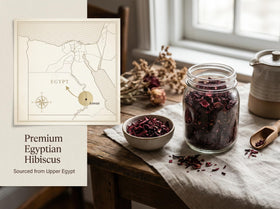 Zeeza hibiscus loose-leaf tea base for vibrant brews.