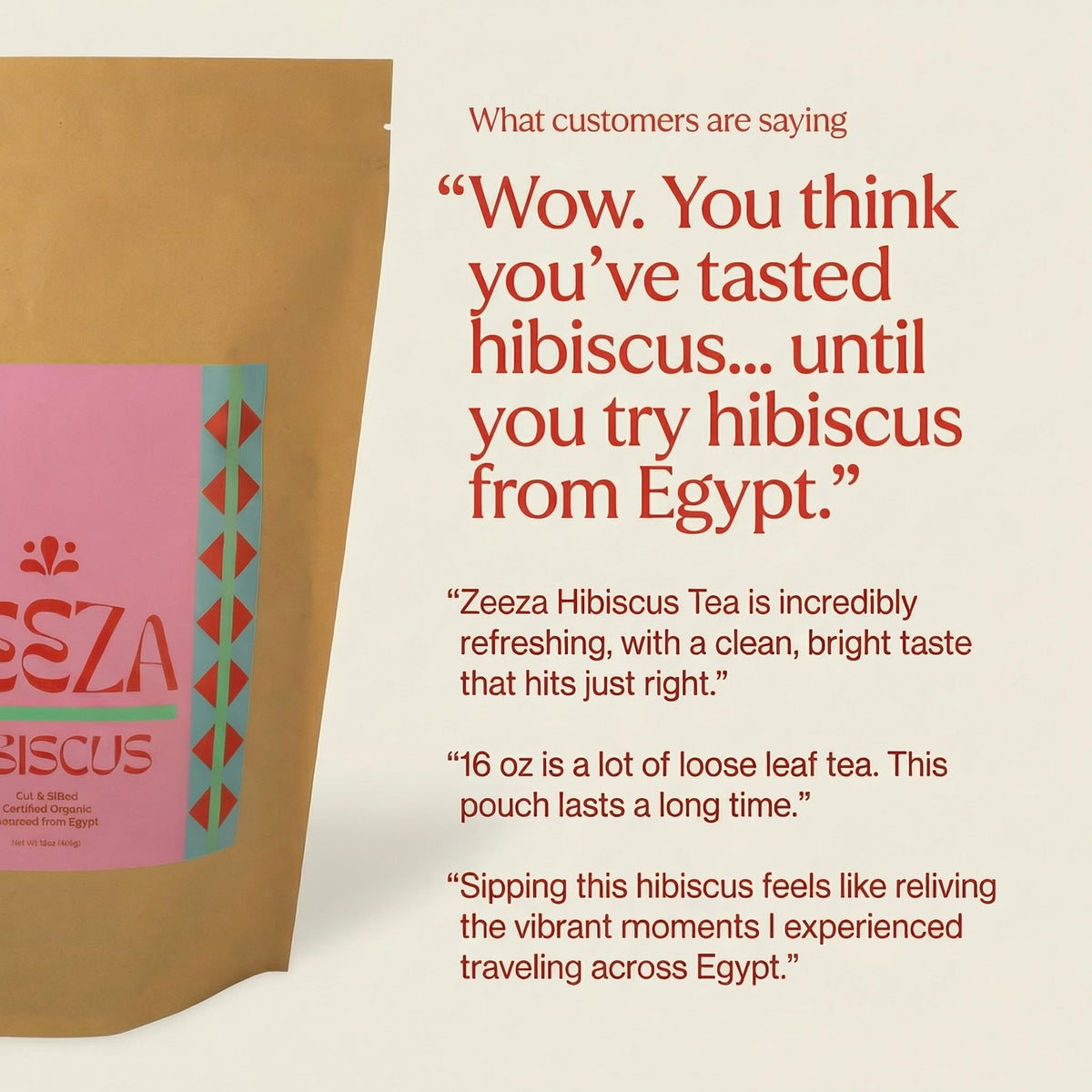 Zeeza organic hibiscus from Upper Egypt showcasing sustainable farming.