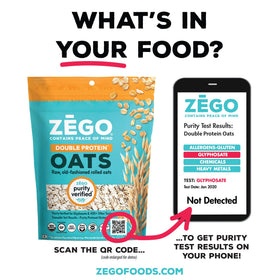 ZEGO Purity Protocol seal confirms gluten-free status and safety