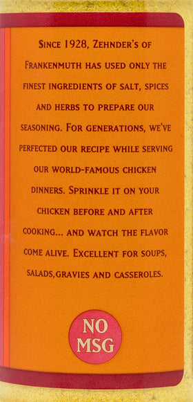 Zehnder's Chicken Seasoning shaker on table ready for easy seasoning