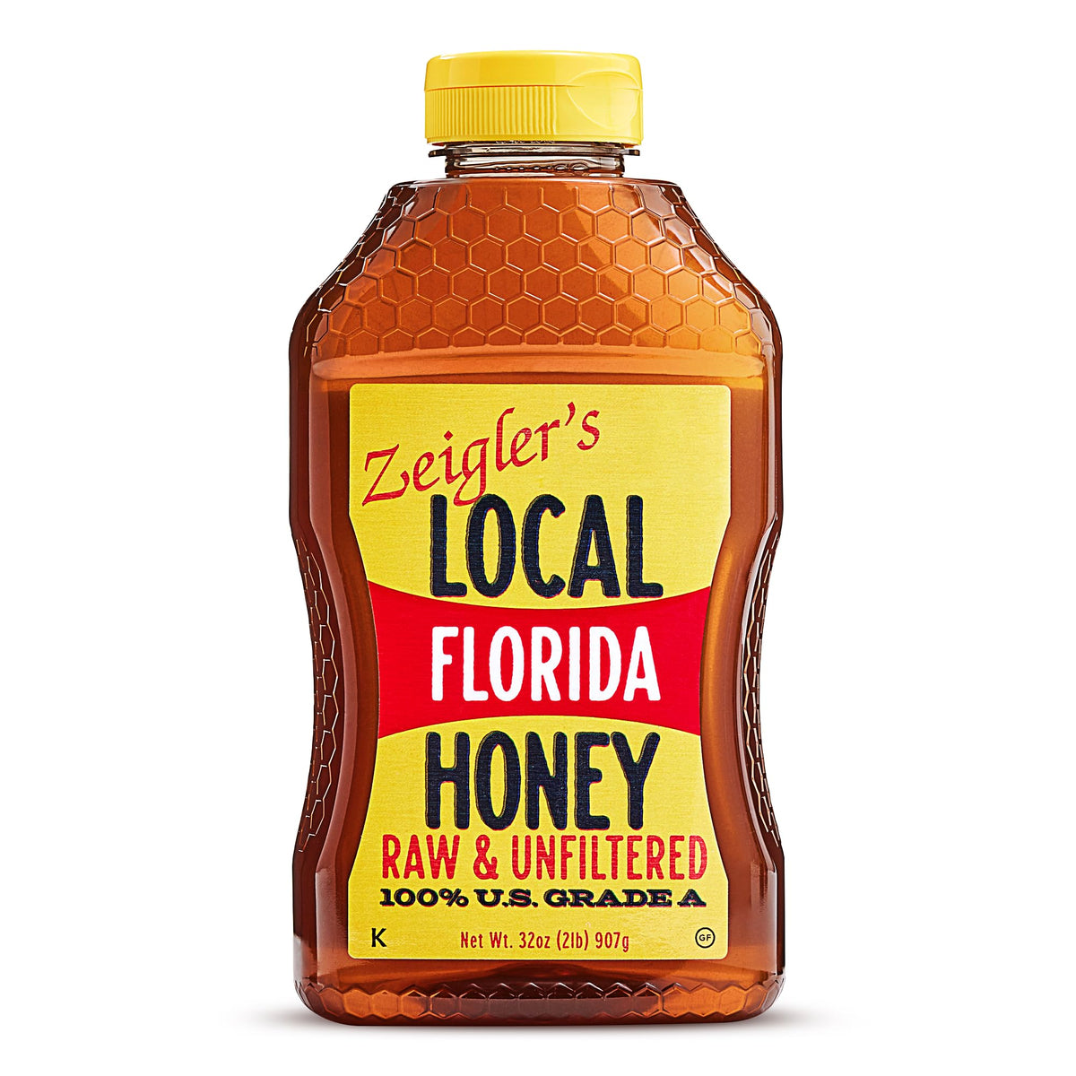 Zeigler's Florida Local Honey 32oz bottle pouring, ideal for tea and toast
