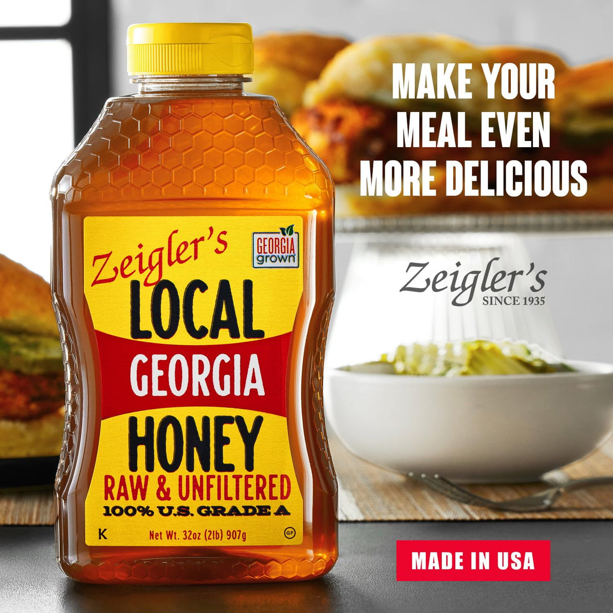 ZEIGLER'S honey glaze on warm cornbread adding natural sweetness.