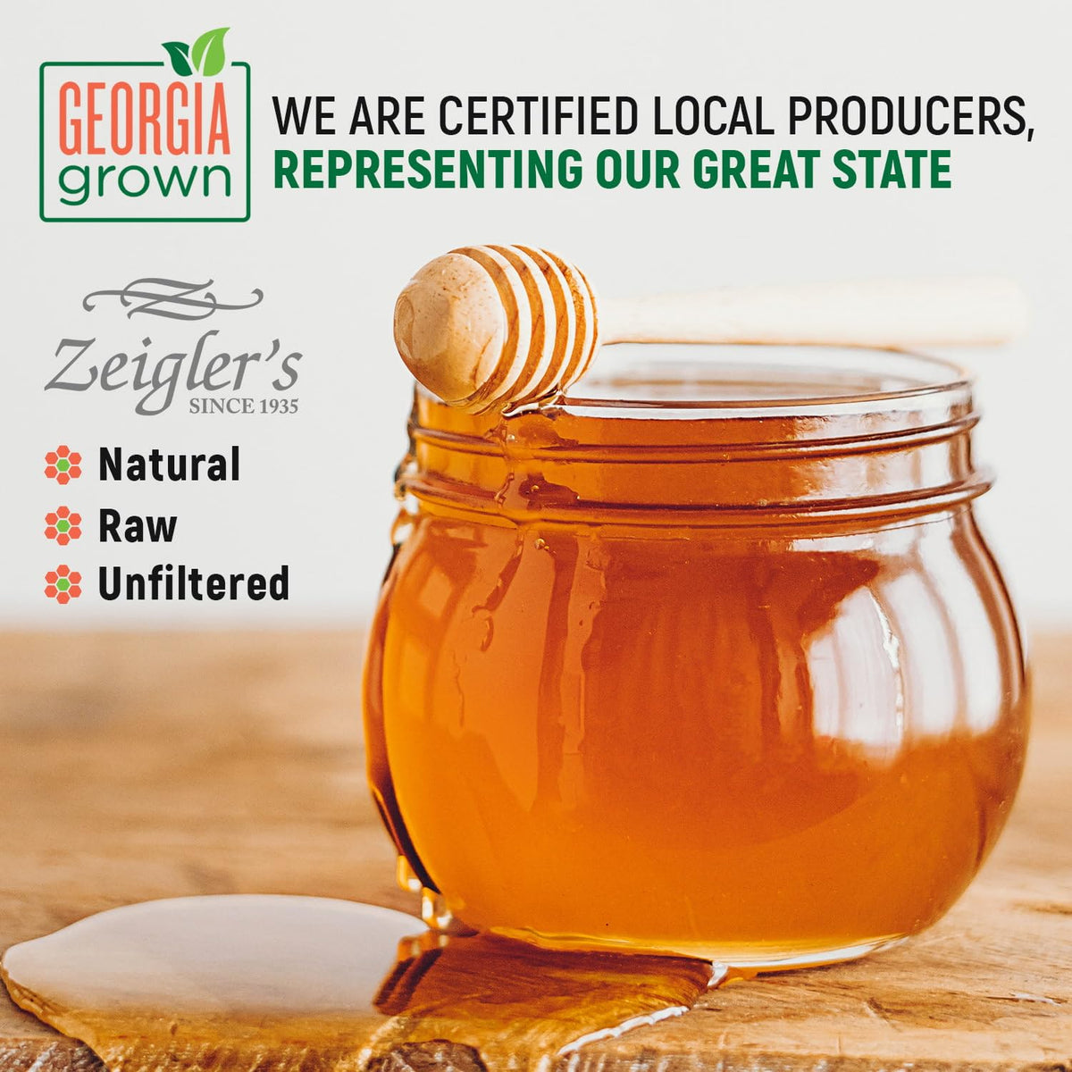 ZEIGLER'S honey crystals melting in warm water for easy softening.