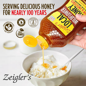 Zeigler's Wildflower Honey drizzle over tea highlighting floral aroma