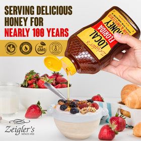 Honey drops on tea leaves with Zeigler's brand
