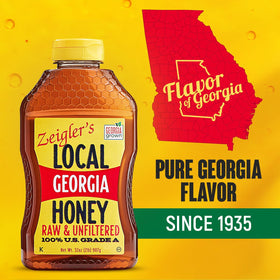 ZEIGLER'S Georgia honey label close-up highlighting origin and quality.