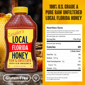 Close-up of Zeigler's raw Florida honey with rich amber color
