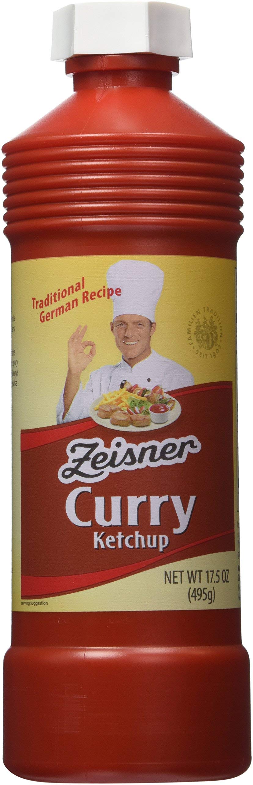 Zeisner Curry Ketchup bottle pour, ideal dipping for fries and burgers.