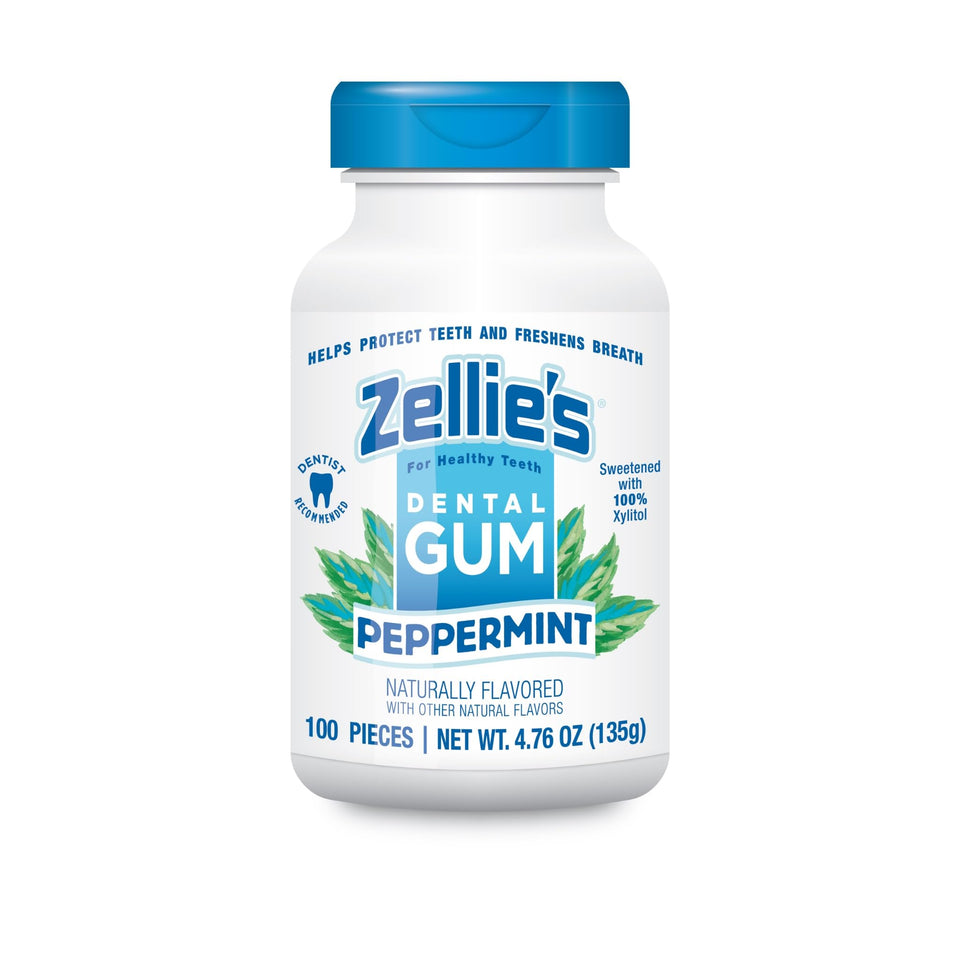 Zellie's 100-count gum pack shot for on-the-go freshness.