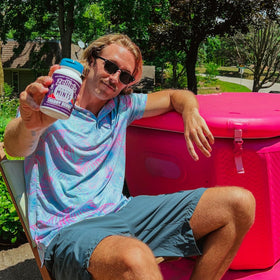 Open tub of Zellie's gum ready for quick chewing during errands.