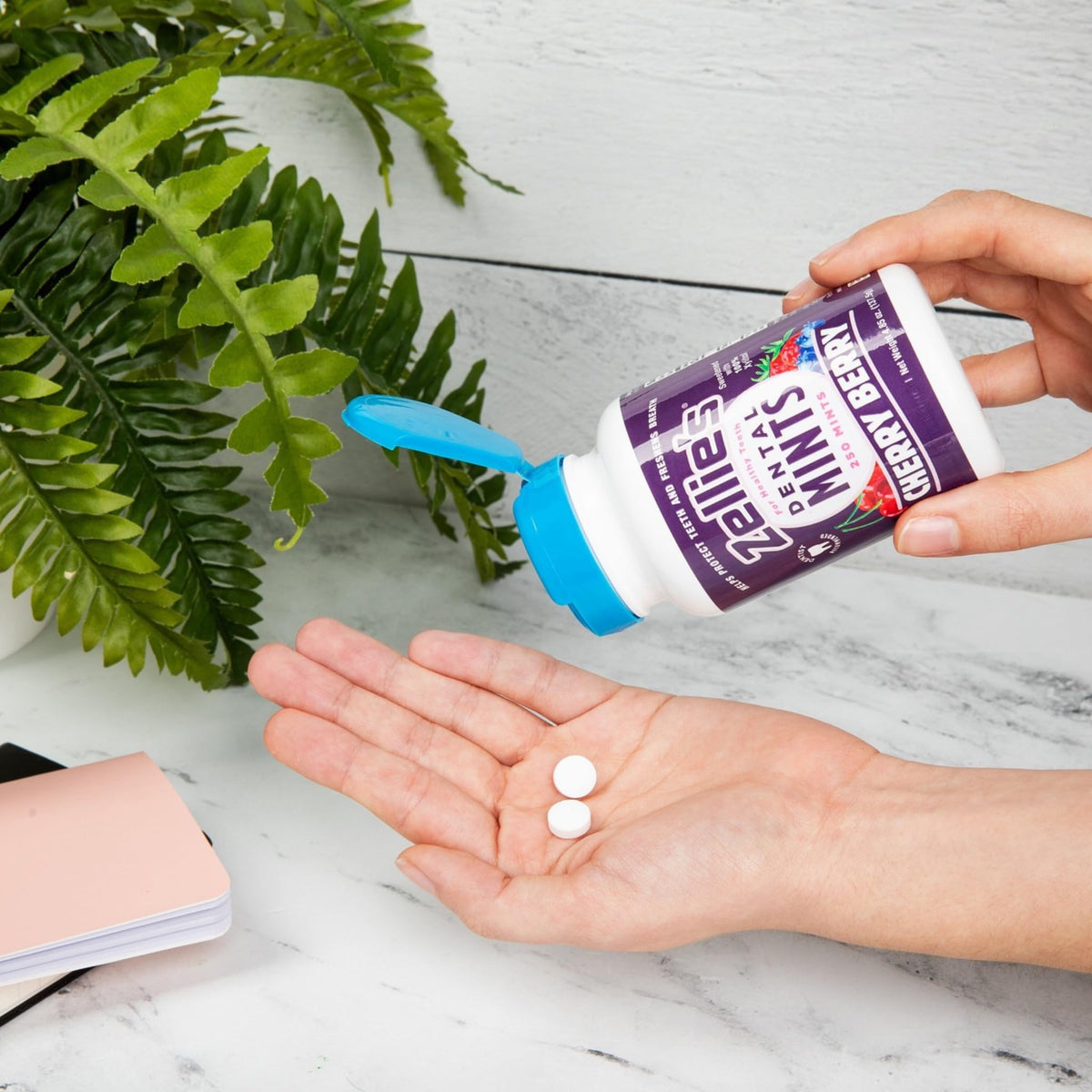 Zellie's no-aspartame packaging communicates gluten-free, vegan, kosher options.