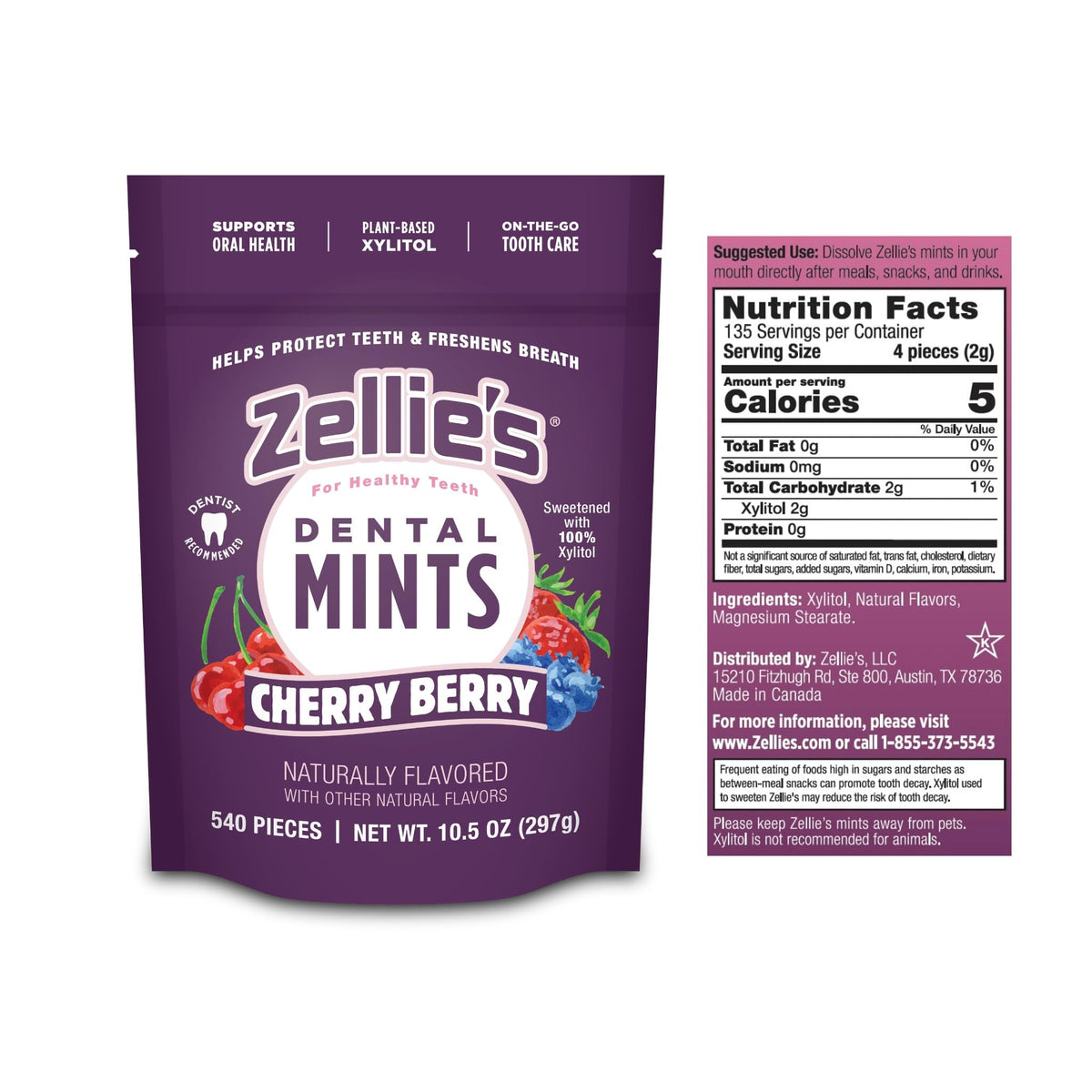 Zellie's cherry berry mints open tin reveals convenient on-the-go freshness.