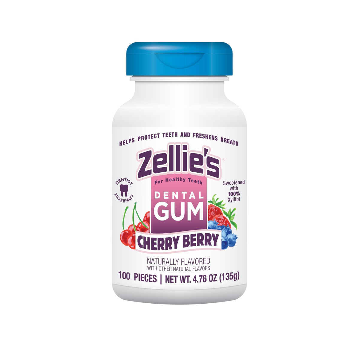 Zellie's Cherry Berry gum pack front for on-the-go freshness