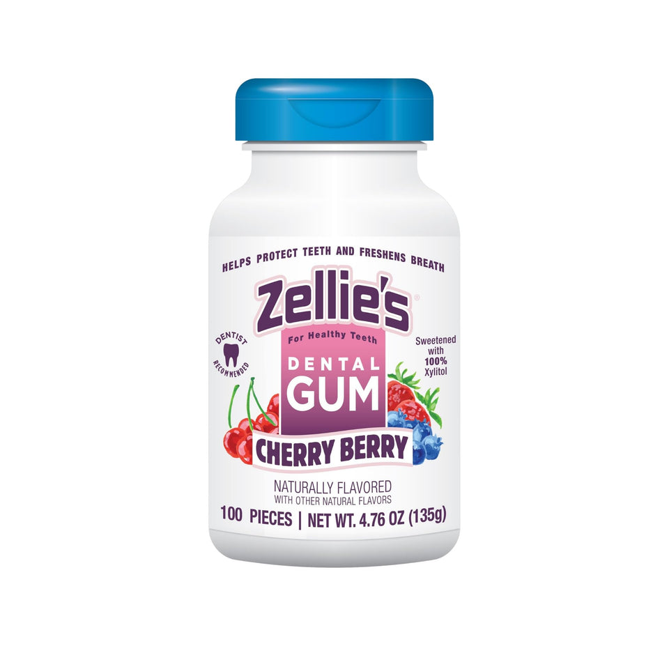 Zellie's Cherry Berry gum pack front for on-the-go freshness