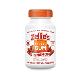 Zellie's Cinnamon Chewing Gum 100-count pack keeps breath fresh during daily activities.