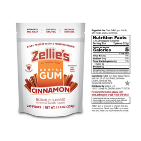 Zellie's Cinnamon Gum in hand-pack image for portable oral care