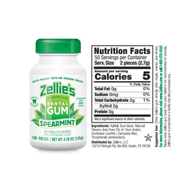Front view of Zellie's packaging highlighting xylitol-based formula