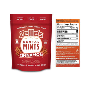 Zellie's xylitol ingredient detail highlights sugar-free breath support.
