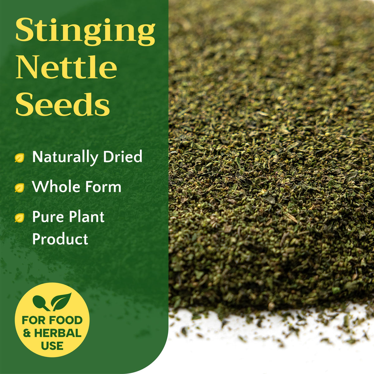 Zemlyana nettle seeds air-dried closeup showing natural texture and aroma