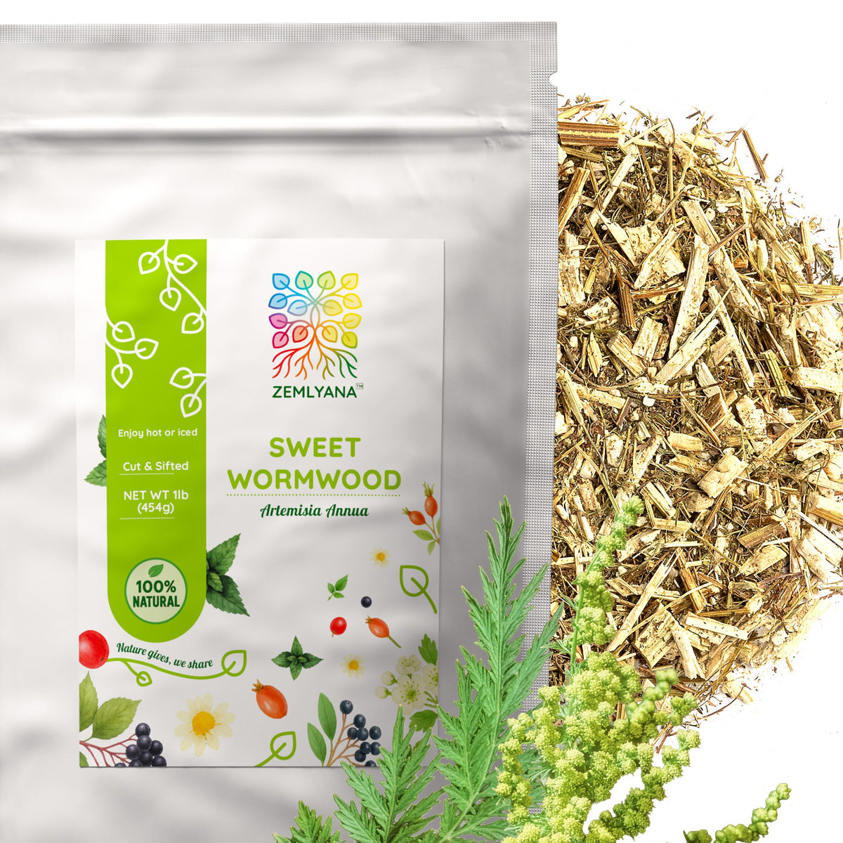 ZEMLYANA Sweet Wormwood tea: dried cut and sifted bulk herb for easy infusion.