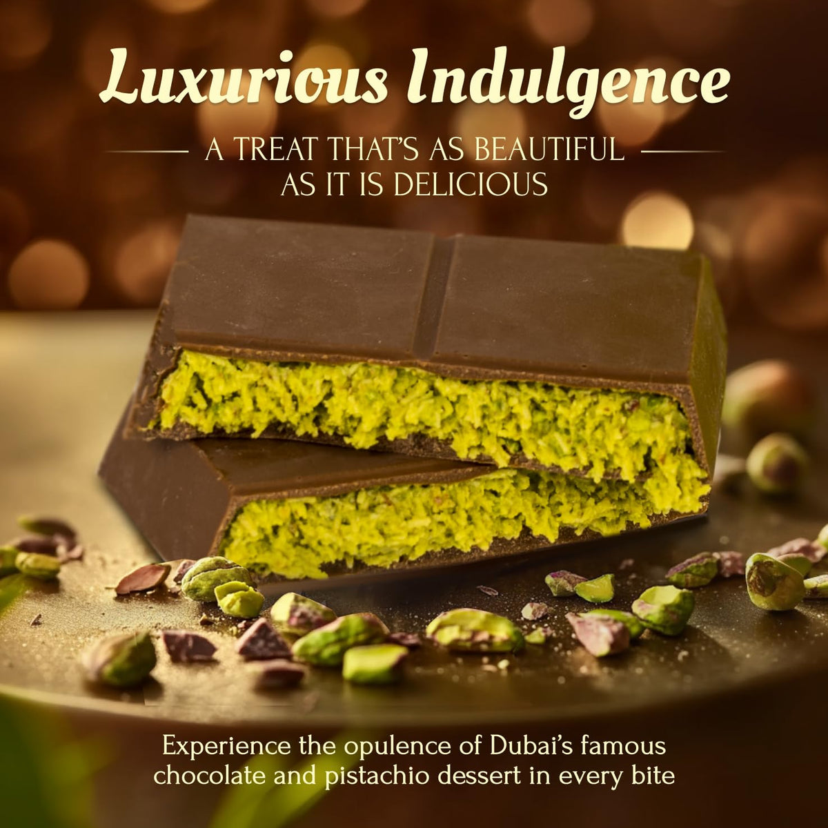 ZEMUS Dubai Chocolate Bar elegant unboxing with sophisticated packaging.