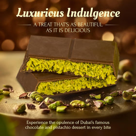 ZEMUS Dubai Chocolate Bar elegant unboxing with sophisticated packaging.