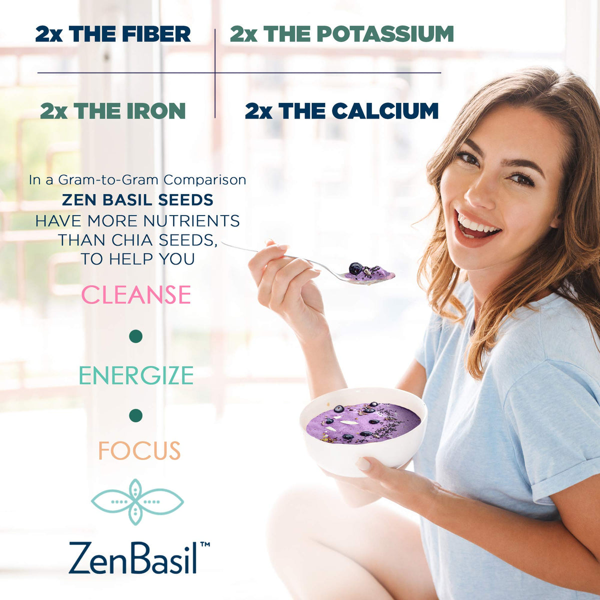 Zen Basil Seeds label shows kosher certification and high-quality production.