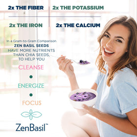 Zen Basil Seeds label shows kosher certification and high-quality production.