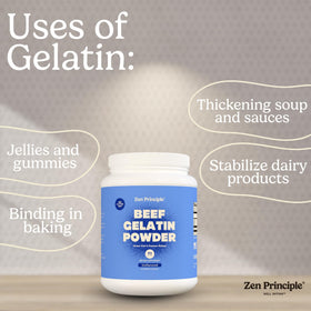 Zen Principle gelatin powder in coffee demonstrates versatile thickening for beverages.