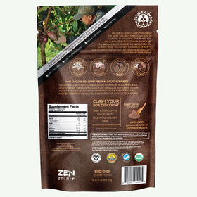 Zen Spirit cacao powder dissolves smoothly in beverages and baking.