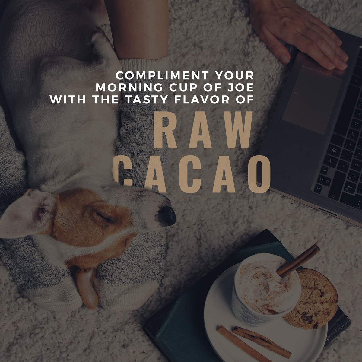 Zen Spirit cacao powder hot chocolate steaming for cozy drinks.