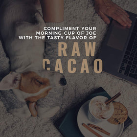 Zen Spirit cacao powder hot chocolate steaming for cozy drinks.