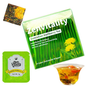 ZenVitality organic dandelion-wolfberry tea-packshot highlighting digestive support