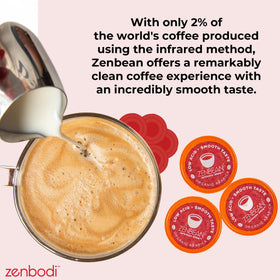Zenbean Infrared Brew balanced flavor pods with low acidity for daily use.