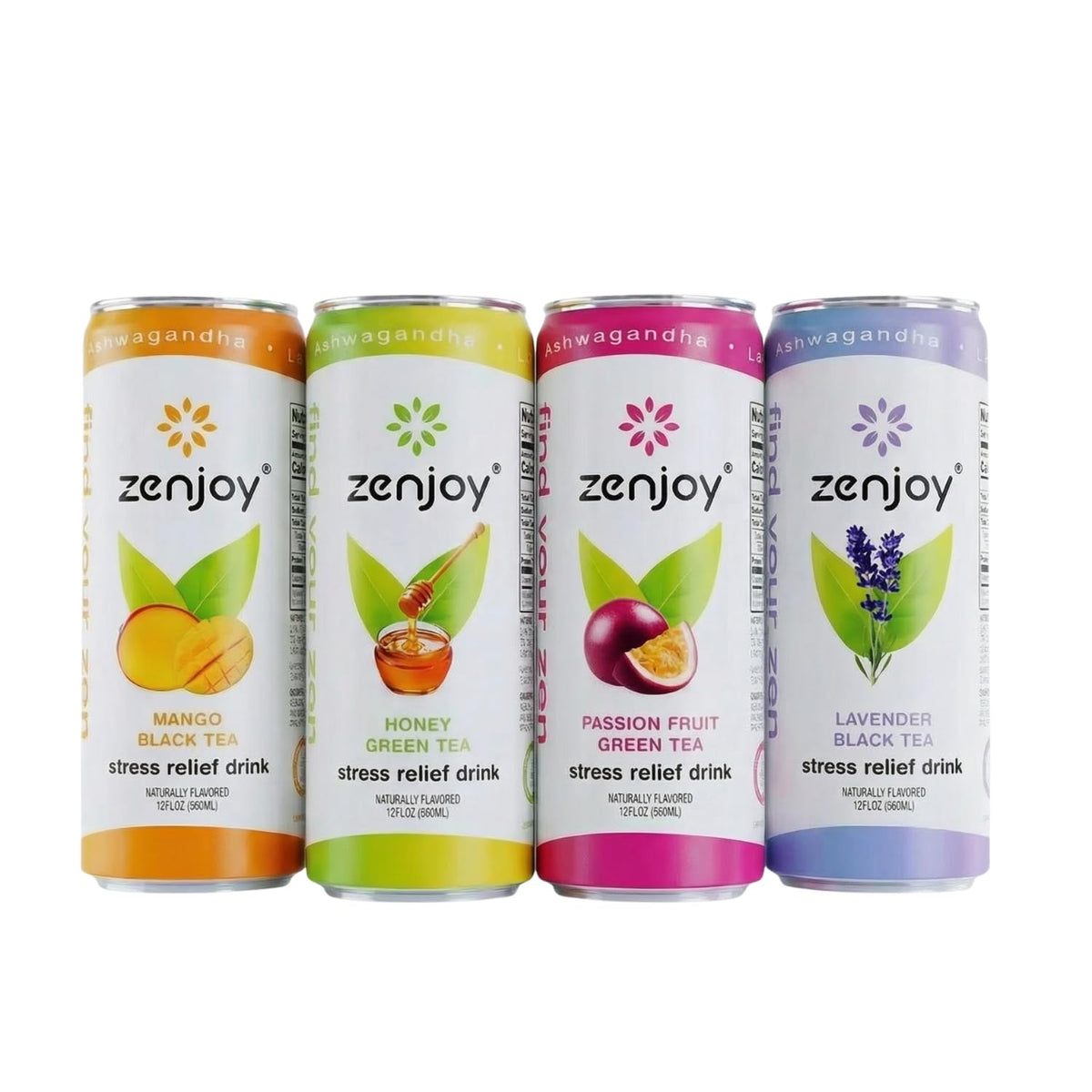 Zenjoy Stress Relief Drink can front presents a calm daily balance.