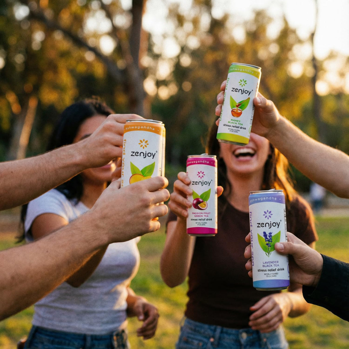 Zenjoy Stress Relief Drink flavor profile shows organic cane sugar.
