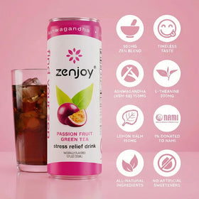 Zenjoy Stress Relief Drink pour into glass signals easy daily calm.