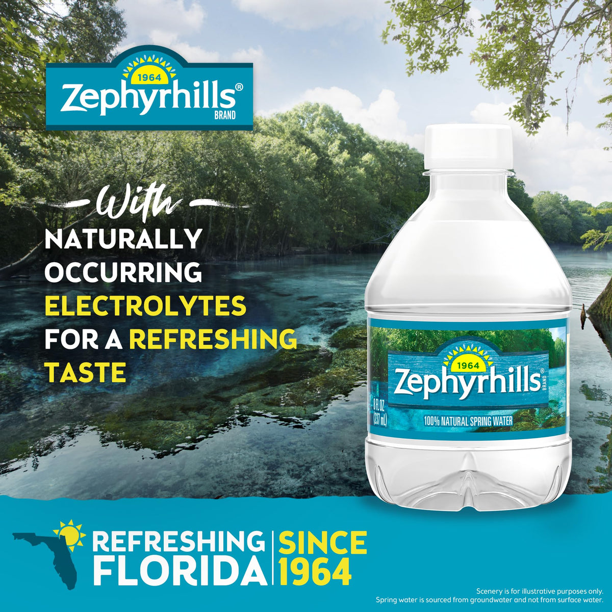 Zephyrhills Florida Spring Water multipack display highlighting minis.