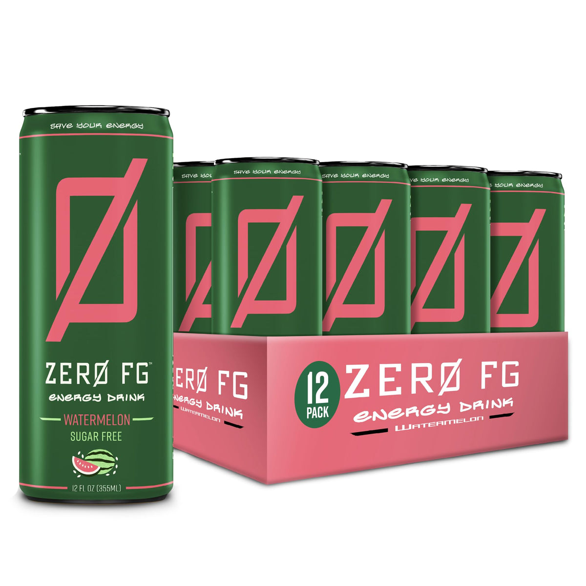 ZERO FG Watermelon energy drink bottle showing crisp flavor and convenient use