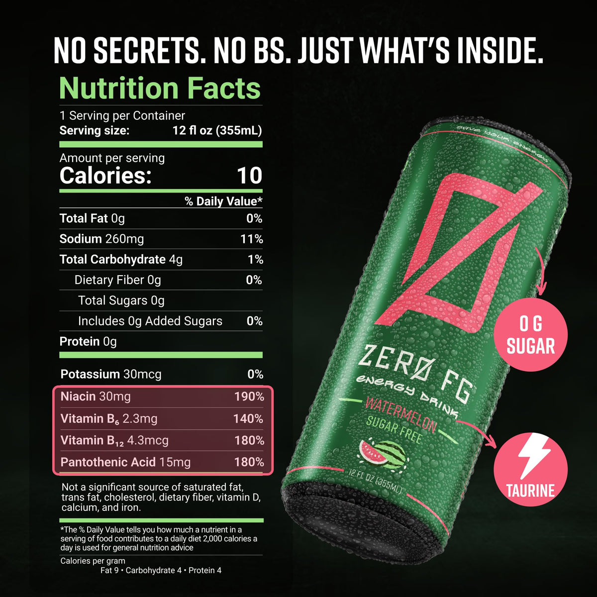 ZERO FG Watermelon energy drink can cooling on the go