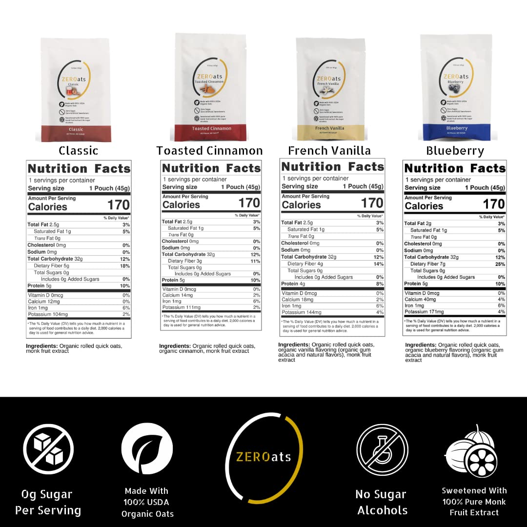 Zeroats oatmeal packets collection for convenient single serve breakfasts
