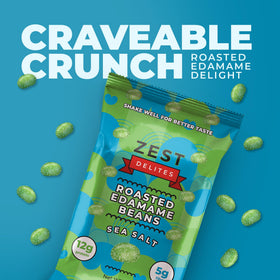 Zest Delites Edamame Snack in gym bag for post workout crunch