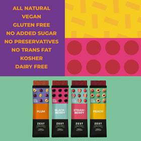 ZEST Delites strawberry-peach-plum fruit leather ideal for lunchboxes and busy days