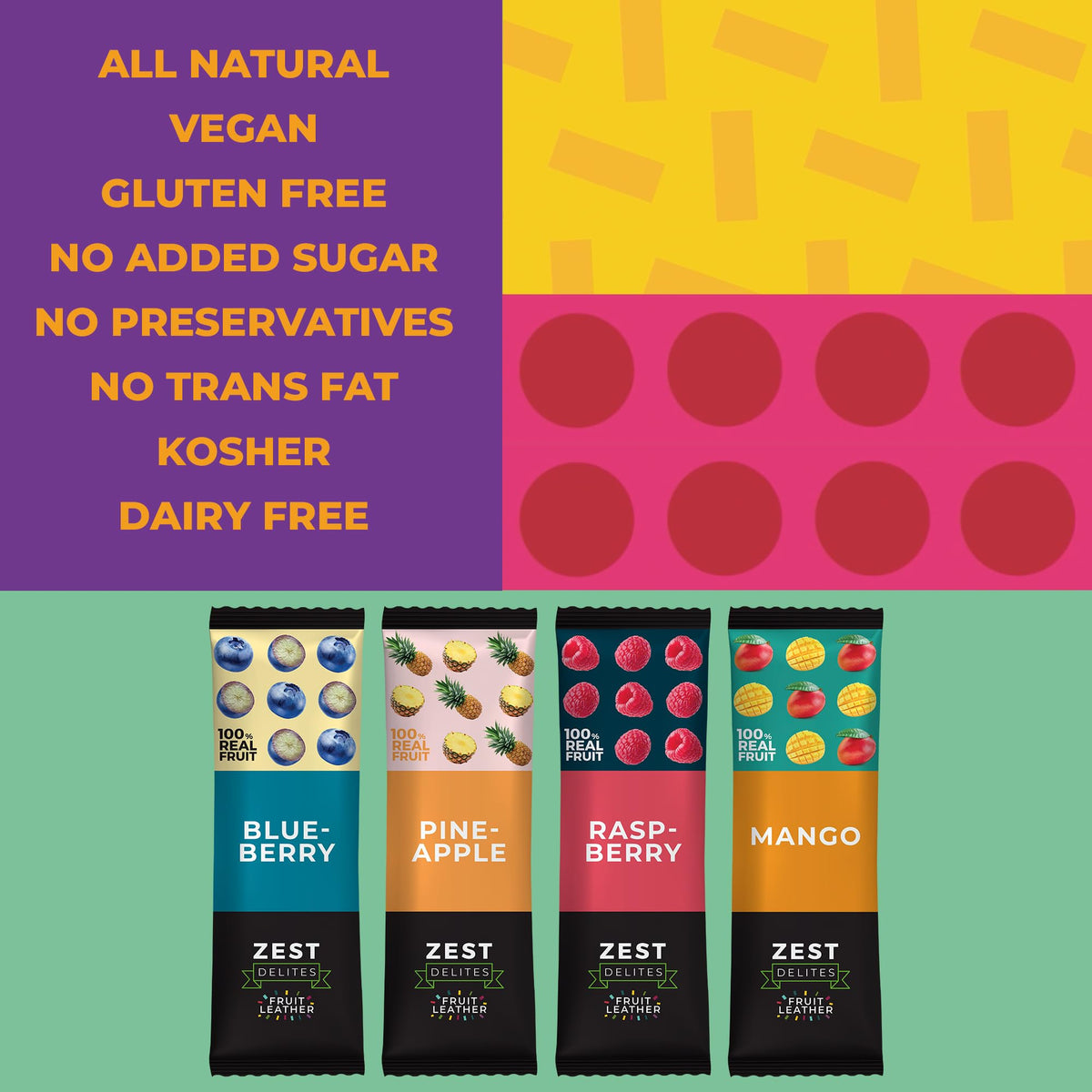 ZEST Delites apple-mango bar, convenient fruit bite for on the go.