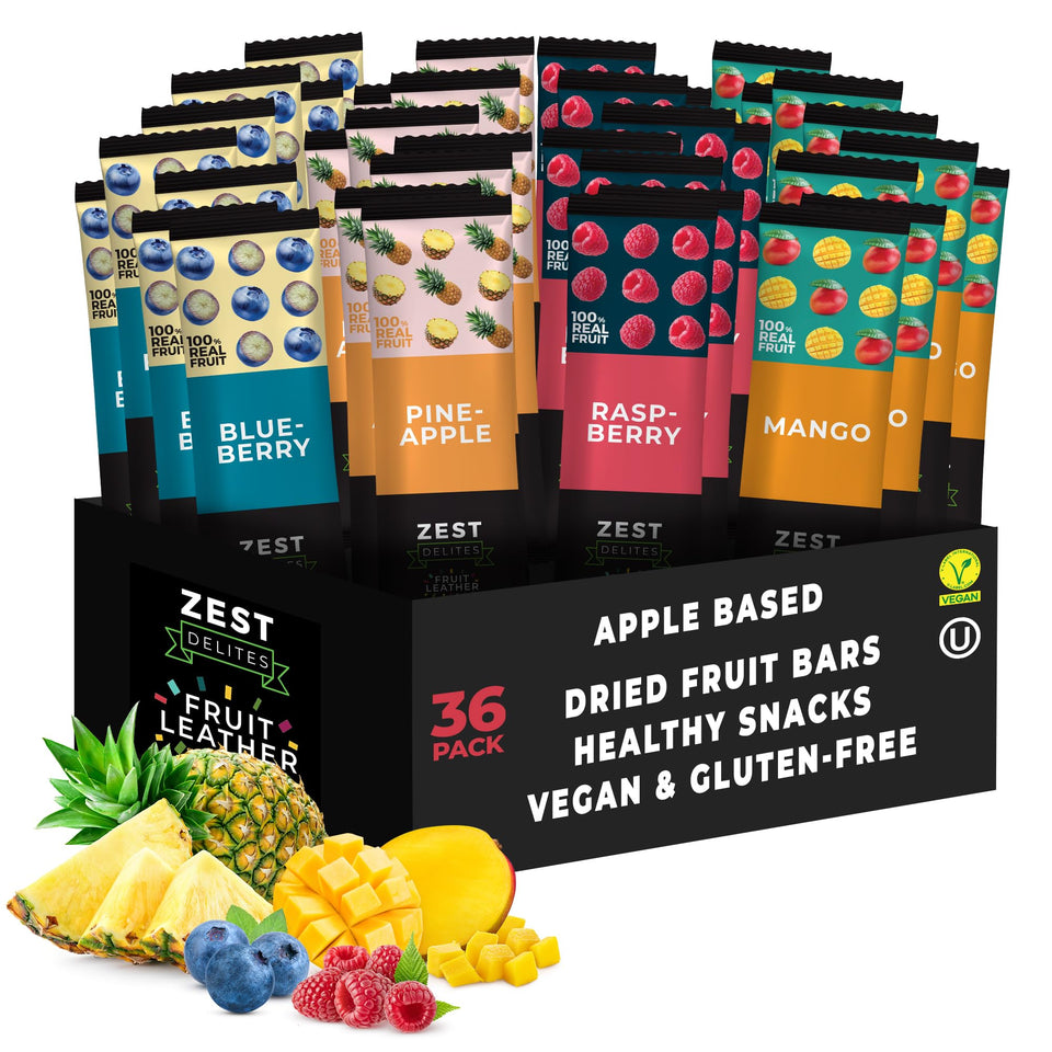 ZEST Delites apple-pineapple bar, portable fruit snack with real fruit.