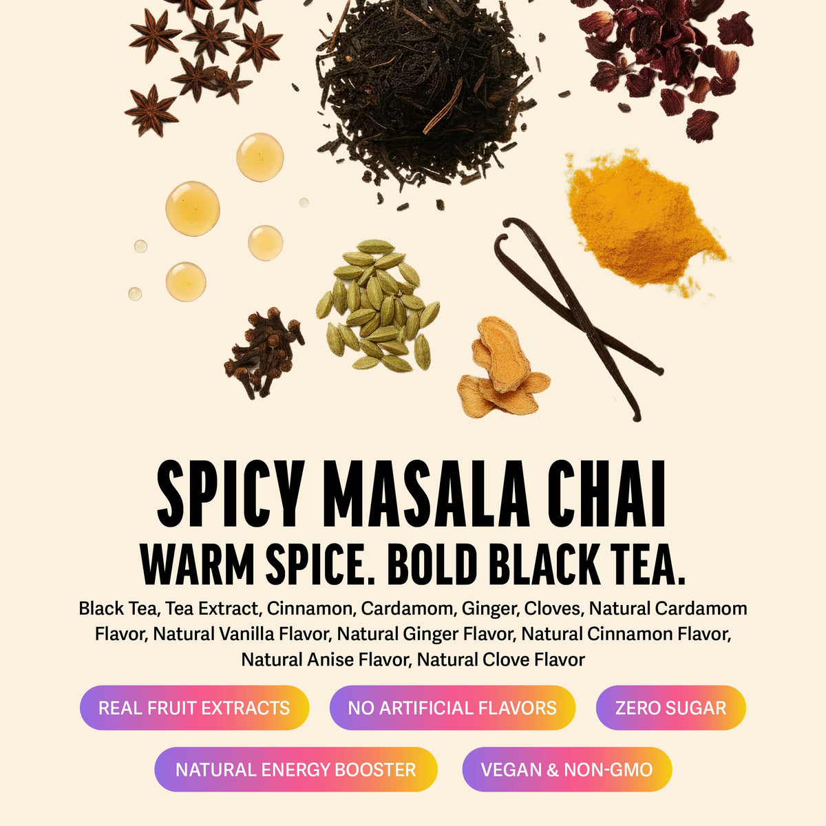 ZEST Energy Black Tea cup-steaming-brew with rich cinnamon and cardamom aroma.