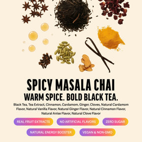 ZEST Energy Black Tea cup-steaming-brew with rich cinnamon and cardamom aroma.