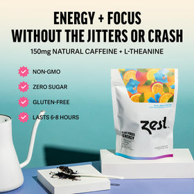 ZEST Energy Blue Lady packaging highlights sustainable, non-GMO ingredients and planet friendly design