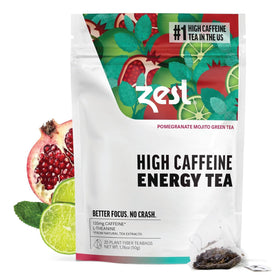 ZEST Energy Green Tea Pomegranate Mojito pack boosts focus and energy.