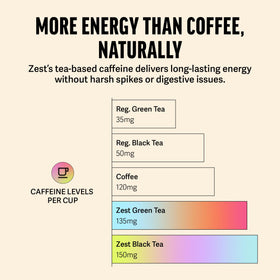 ZEST Green Breakfast pyramid tea bag ready to brew for a clean energy boost.